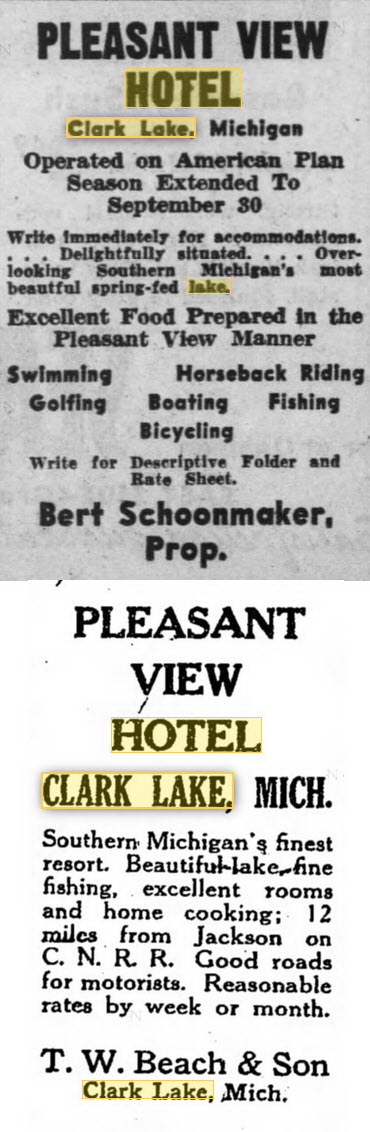 Pleasant View Hotel and Dance Pavillion - Old Ads